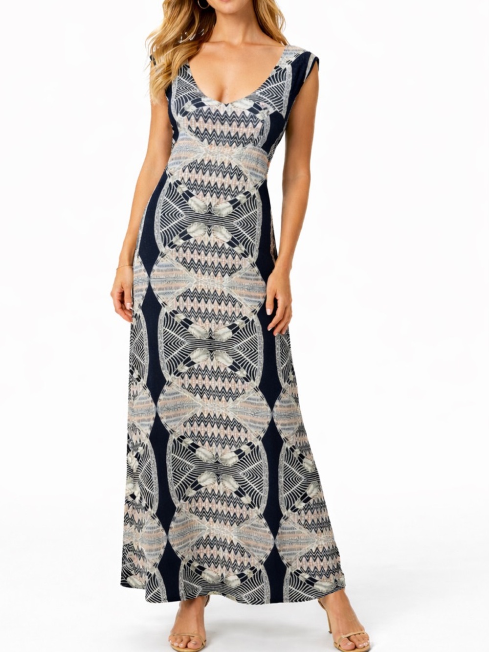 MARA HOFFMAN Boho Sleeveless Multicolored Black Maxi Dress